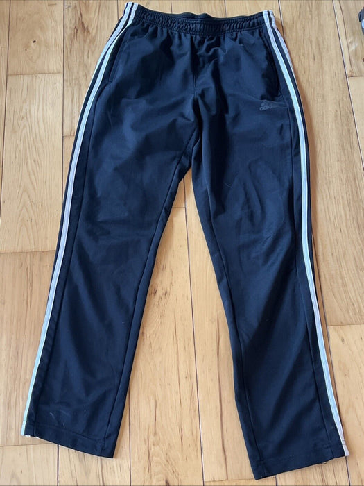 Adidas Track Pants Mens Medium Black 3 Stripe Loose Leg