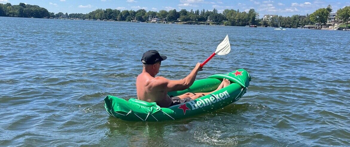 Heineken Inflatable Kayak Promotional But Functional Canoe With Paddle