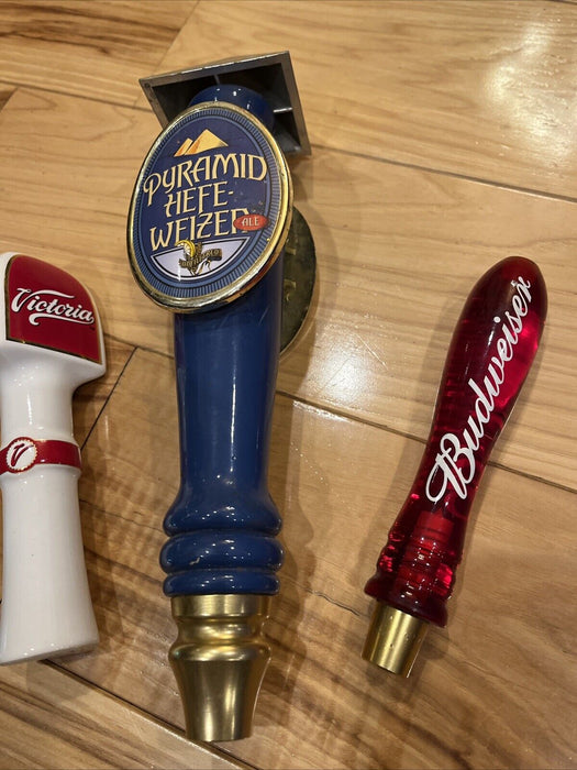 BEER TAP HANDLES LOT of 5 Victoria Budweiser Miller Lite Pyramid Red Hook Ale