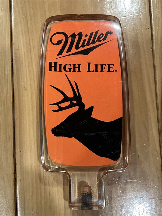 Miller High Life Beer Blaze Orange Deer Head Silhouette Acrylic Tap Handle