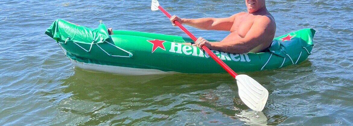 Heineken Inflatable Kayak Promotional But Functional Canoe With Paddle