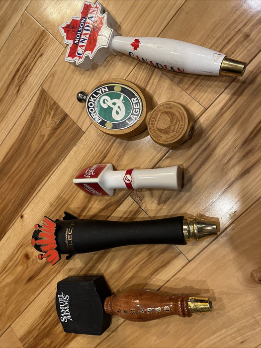 BEER TAP HANDLES LOT OF  5  Victoria Samuel Adam Brooklyn Lager Molson Budweiser