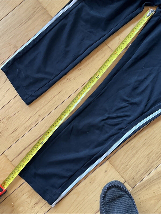 Adidas Track Pants Mens Medium Black 3 Stripe Loose Leg