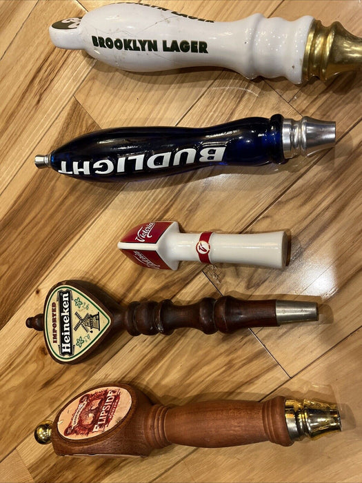 BEER TAP HANDLES LOT OF  5  Victoria Budlight Brooklyn Lager Heineken Flip side