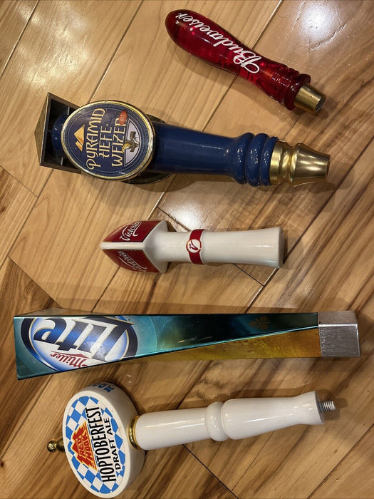 BEER TAP HANDLES LOT of 5 Victoria Budweiser Miller Lite Pyramid Red Hook Ale