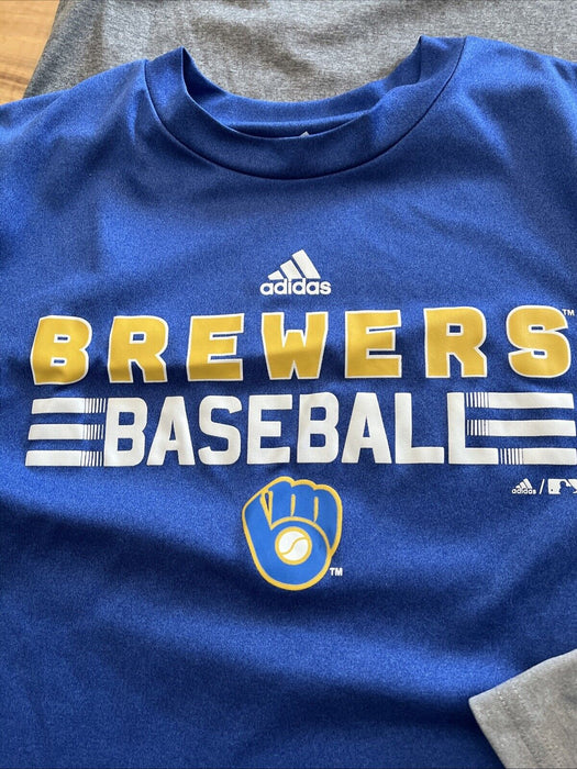 Lot of Milwaukee Brewers T-Shirts Adidas Youth L 14-16 M 10-12 MLB