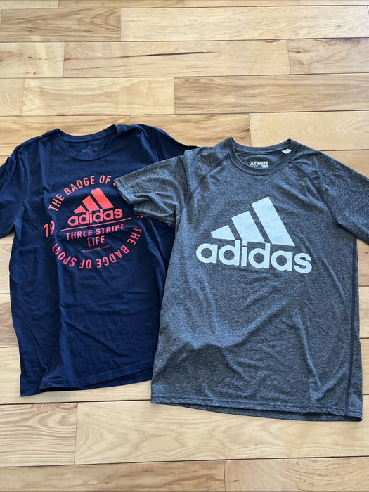 Lot of 2 T-Shirts Adidas Mens Medium Blue Grey Short Sleeve Athletic