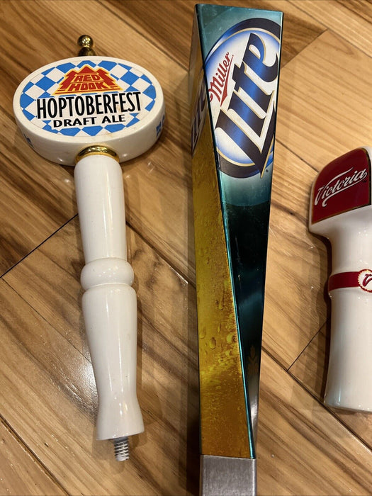 BEER TAP HANDLES LOT of 5 Victoria Budweiser Miller Lite Pyramid Red Hook Ale