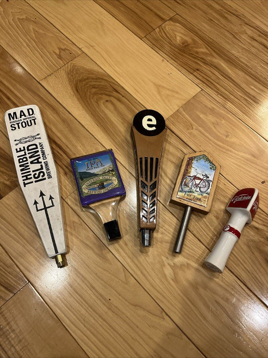 LOT OF 5 BEER TAP HANDLES Thimble Island Hop Ottin Empire Fat Tire Victoria