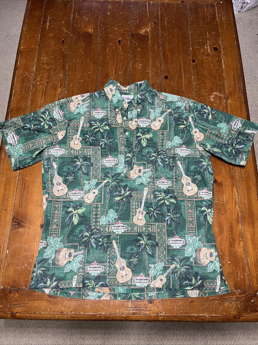 Vintage Reyn Spooner Exclusive Classic Heineken Design Hawaiian Shirt - Sz. XL