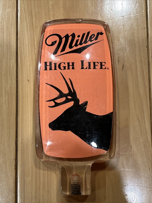 Miller High Life Beer Blaze Orange Deer Head Silhouette Acrylic Tap Handle