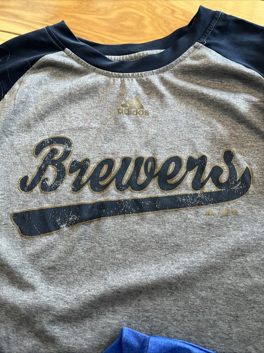Lot of Milwaukee Brewers T-Shirts Adidas Youth L 14-16 M 10-12 MLB