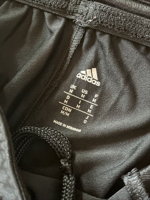 Adidas Track Pants Mens Medium Black 3 Stripe Loose Leg