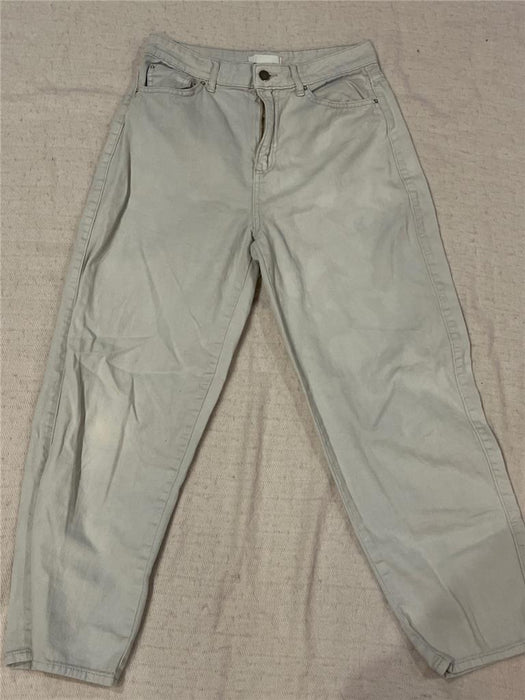 Womens H&M 4 Off White Light Beige Mom Jeans Cotton