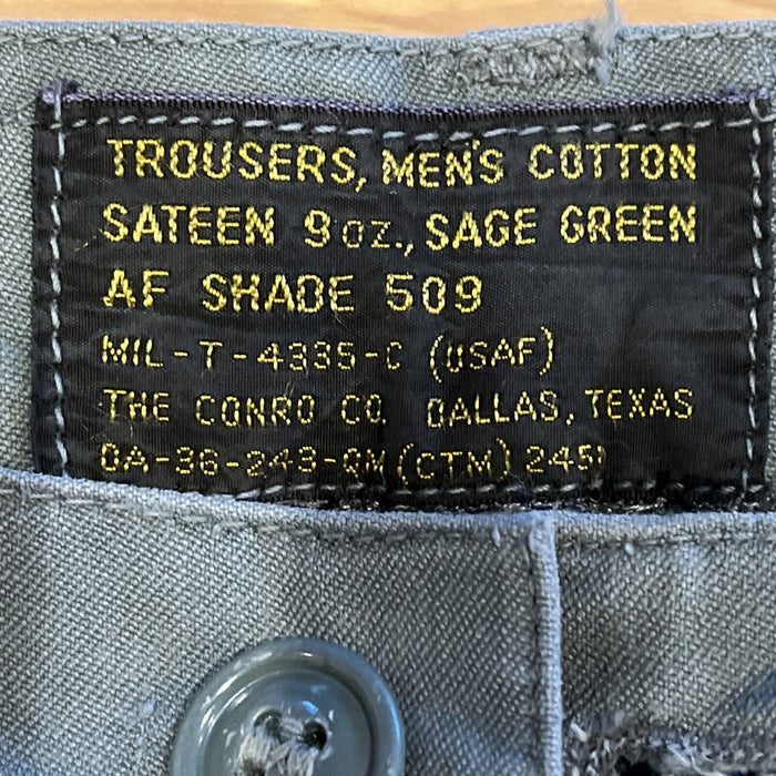 USAF Air Force Trousers Pants Sateen Sage Green AF Shade 509 MIL-T-4335-C 32x28