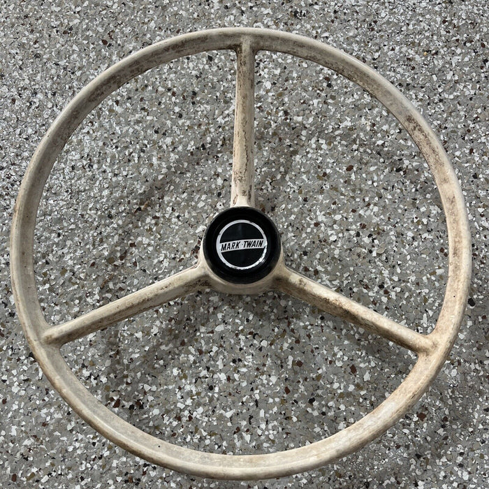 Vintage 14.5” White Boat Steering Wheel Mark Twain Hot Rod Rat Rod