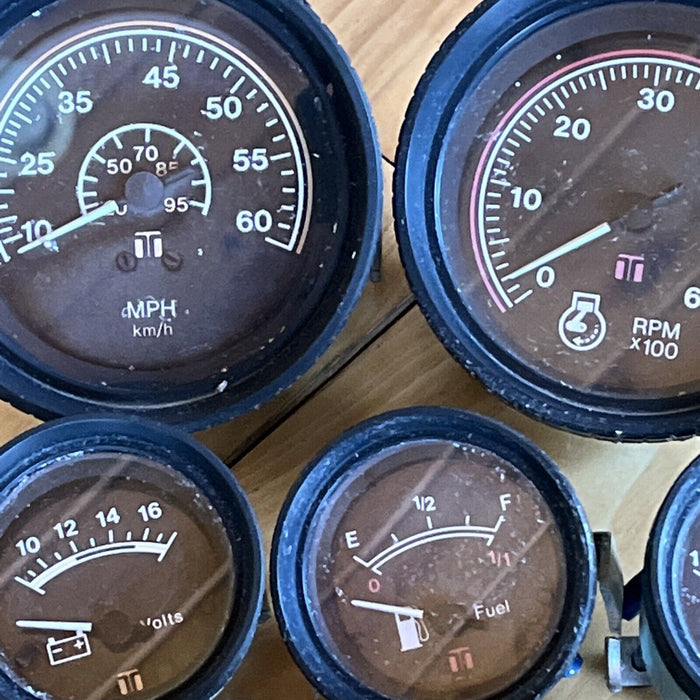 Boat Gauge Tachometer Speedometer Fuel Trim Voltage Temp Oil Set Of 7 Teleflex