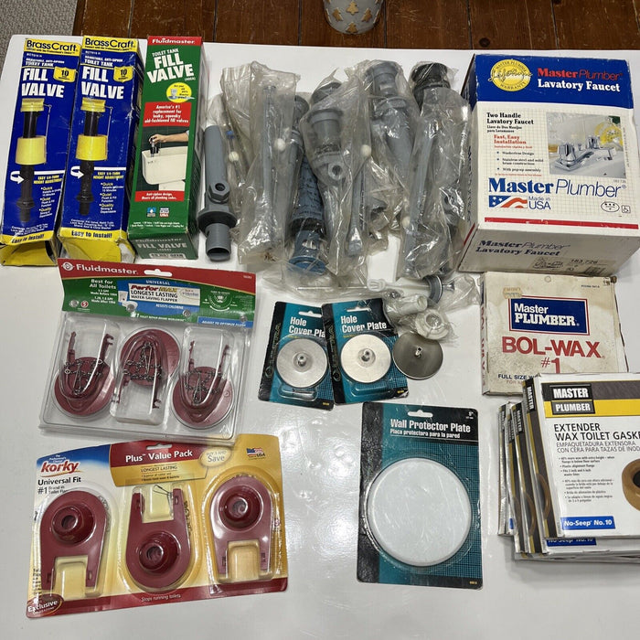 Lot Of Plumbing Parts Toilet Flappers Fill Valves Wax Rings Sink Drains Faucet