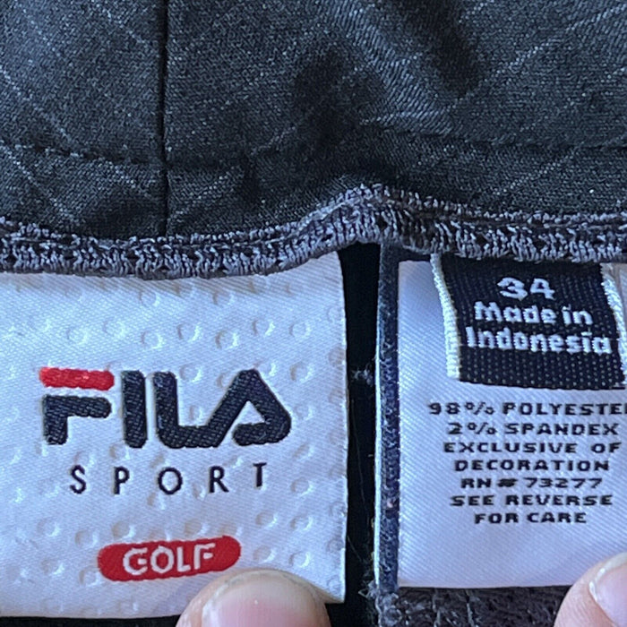 Mens Fila Sport Golf Shorts Black Pinstriped Size 34 (34Wx10.5L)