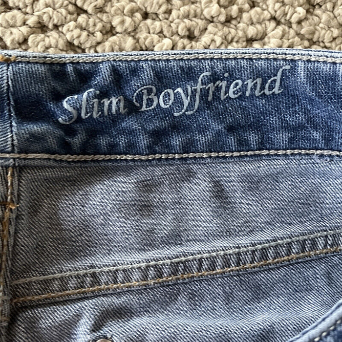 The Limited Jeans Womens Blue Slim Boyfriend Low Rise Stretch Denim Distressed