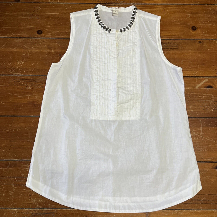 J.Crew Size 4 Sleeveless White Cotton Blouse