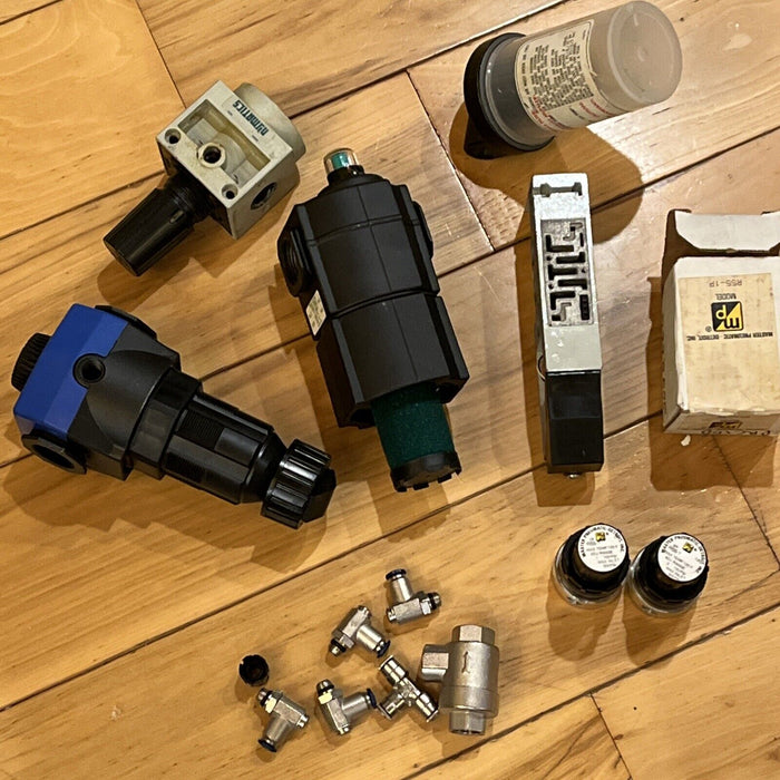 Lot of Compressed Air Filters Regulators Fittings Separators Numatics Speedaire