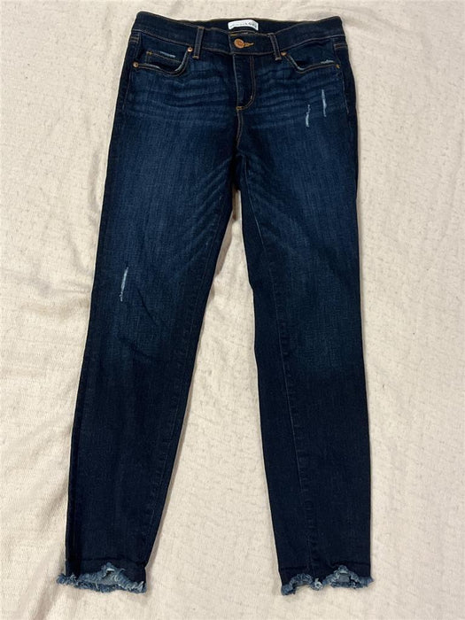Womens LOFT Dark Blue Jeans Modern Skinny 27/4 Jeans Cotton/Elastin Stretch Raw