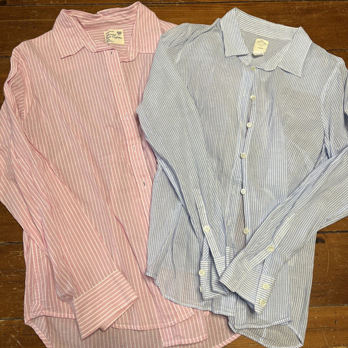 Lot of Womens American Eagle J Crew Striped Long-sleeve Button Down Shirt M & 8