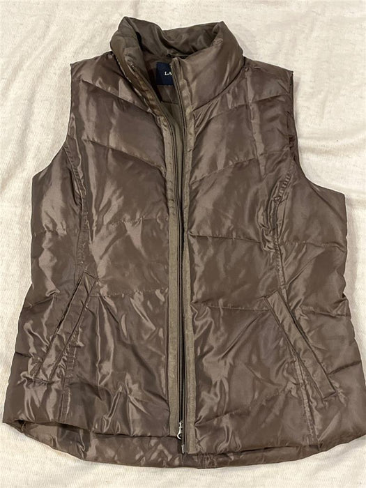 Womens Lands' End Puffer Vest Size S Small 6-8 Bronze 80% Down 20% Feathers