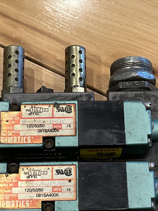 Numatics FlexiBlok Manifold Block w/ (7) Solenoid Valves 081SA400K