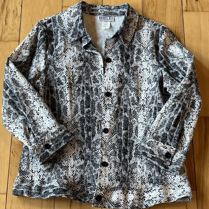 Robbie Bee Snake Skin Shirt Blouse Top Size M Rocker Snakeskin