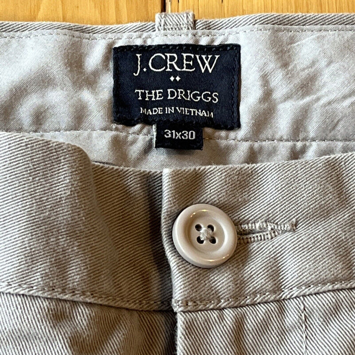 J. Crew Driggs Pants Mens 31x30 Chino Flat Front Slash Pocket Casual Grey