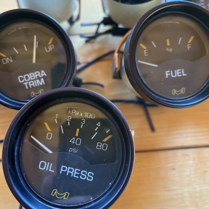 Medallion OMC Cobra Boat 7 Gauge Set 50 MPH-RPM-Volt-Oil-Temp-Cobra Trim-Fuel