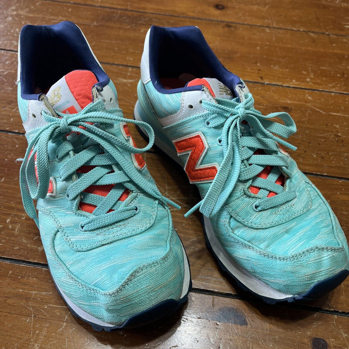 New Balance 574 Women's Running Shoes Teal Orange Sneakers Size 8.5