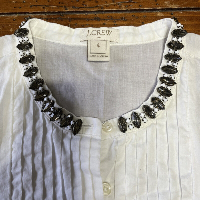 J.Crew Size 4 Sleeveless White Cotton Blouse