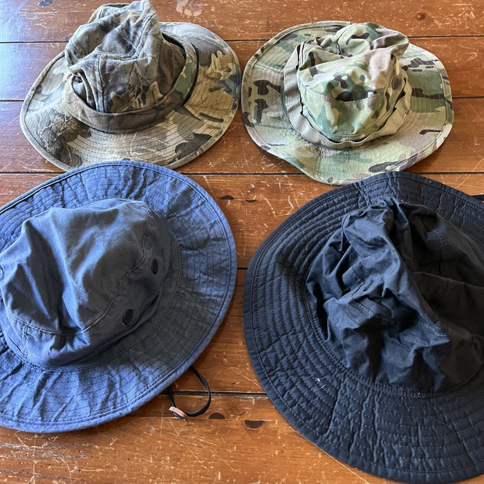 Lot Of 4 Camo Blue Black Hot Weather Jungle Boonie Hats Caps