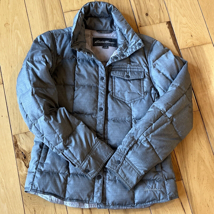 Eddie Bauer EB 650 Quilted Puffer Jacket Womens Small Grey EB650