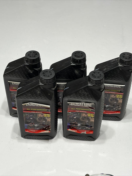 Lot Of 5 NOS Genuine Yamalube 2S 2 Stroke Mixing Oil 1 Quart Bottles