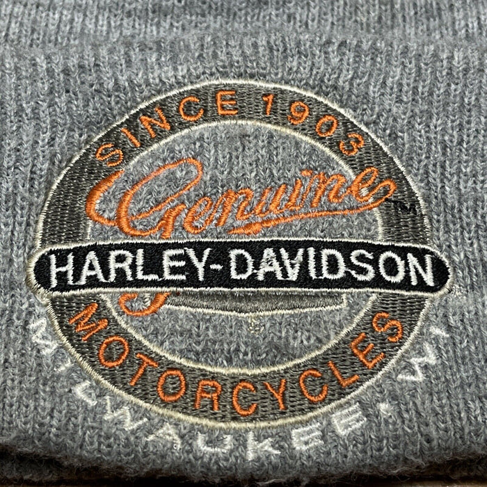 Harley Davidson Graphic Heather Grey Logo Knit  Beanie Hat Cap One Size