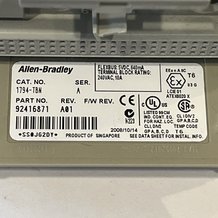 Allen Bradley Flexbus I/O base 1794-TBN SER. A   P/N 92416871 REV A01 NOS