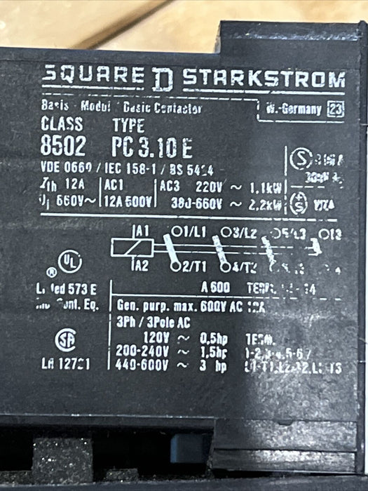 Square D 9065 Type TD 1,8 Thermal Overload Relay Range 8502 Type PC 3.10 E