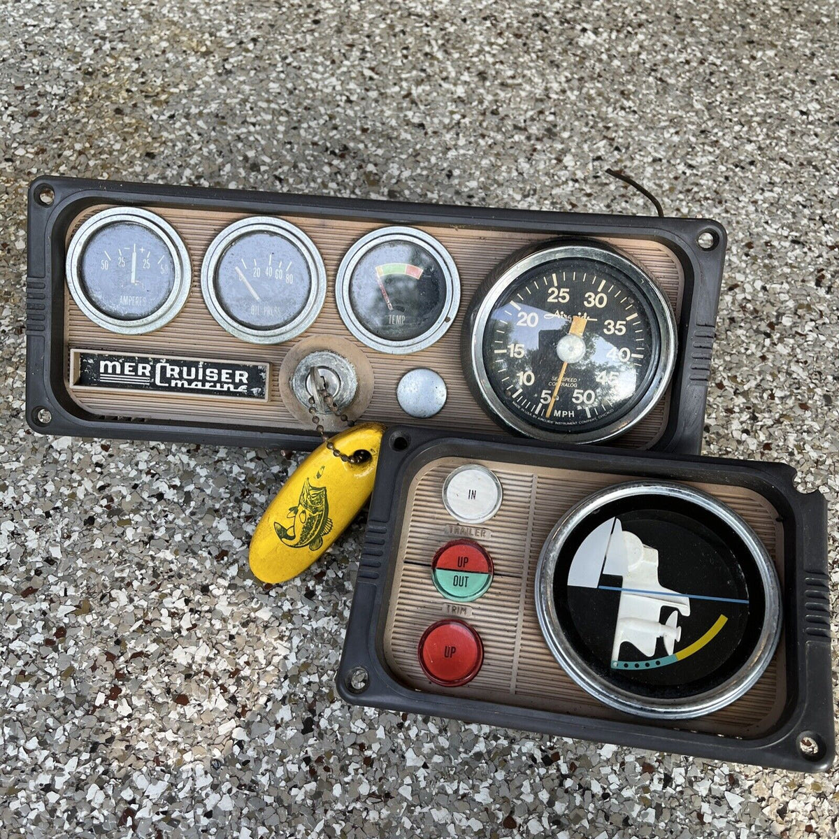 Vintage Boat Mercruiser gauge cluster oil amp temp trim gauge w/ contr ...