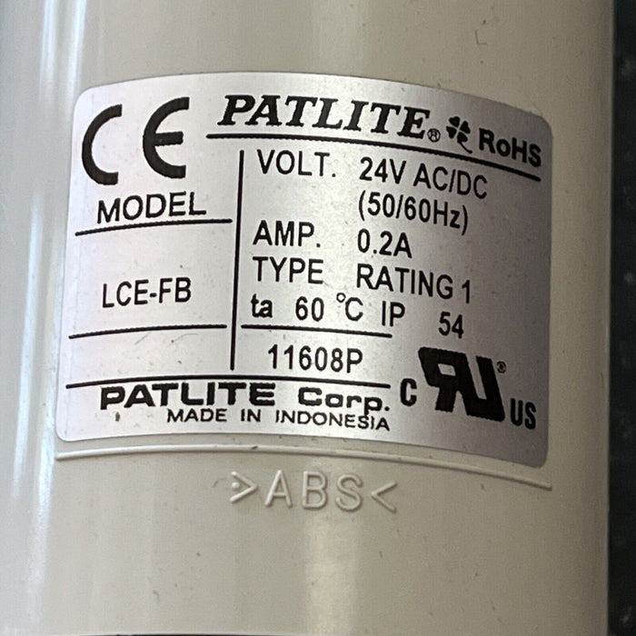 PATLITE MODEL LCE FB LIGHT-STACK 24V AC/DC Beacon Signal Tower RYG