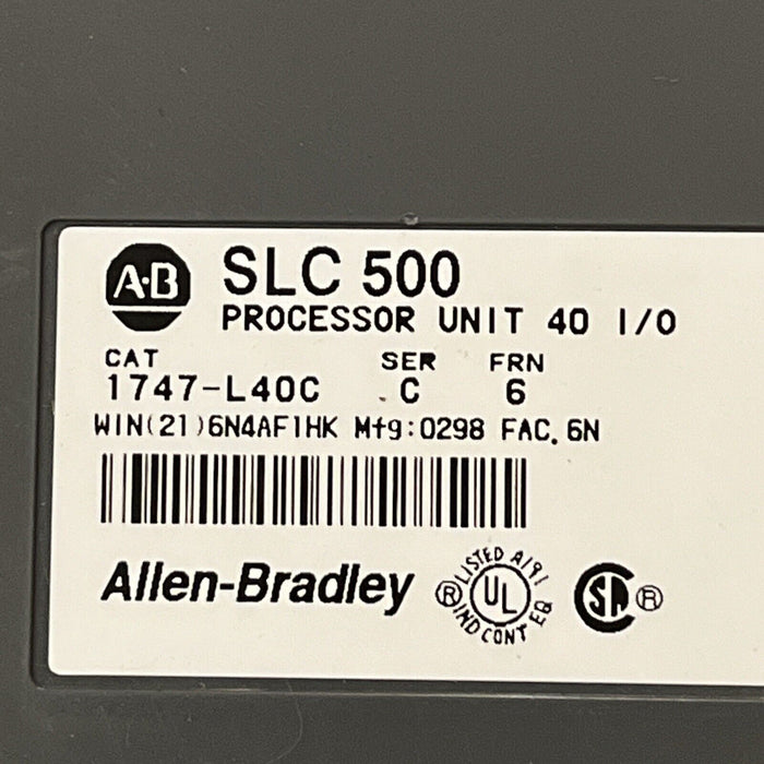 Allen Bradley 1747-L40C Series C Programmable Controller Unit SLC 500 DC-Sink