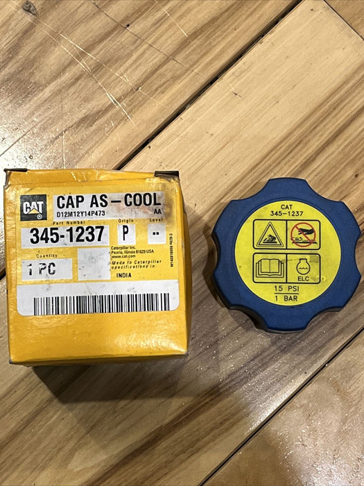 CAT 345-1237 Caterpillar Coolant Lid Genuine OEM Blue