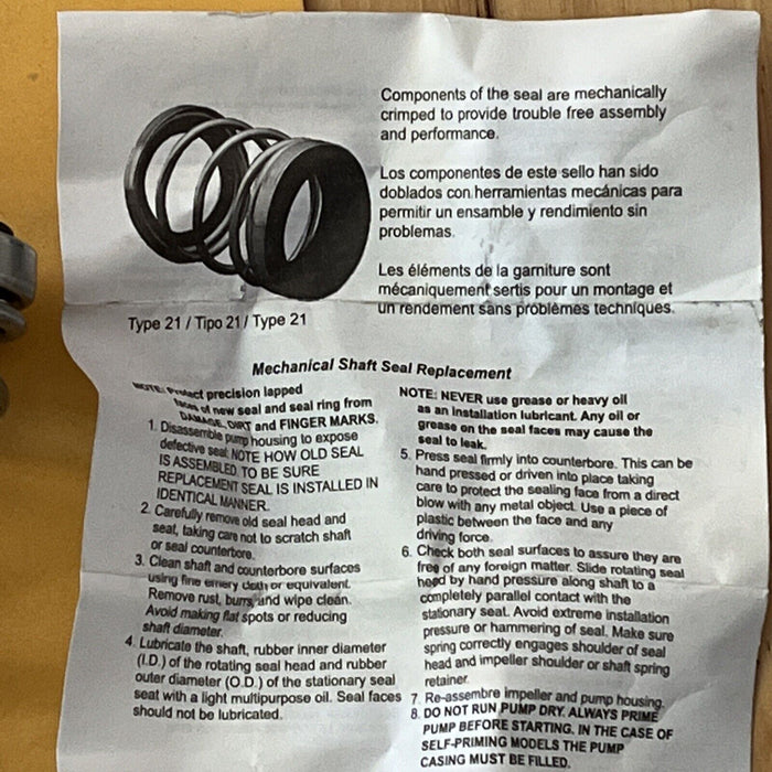 Flowserve Pac-Seal 237 V Mechanical Shaft Seal Kit Type 21 9281K8