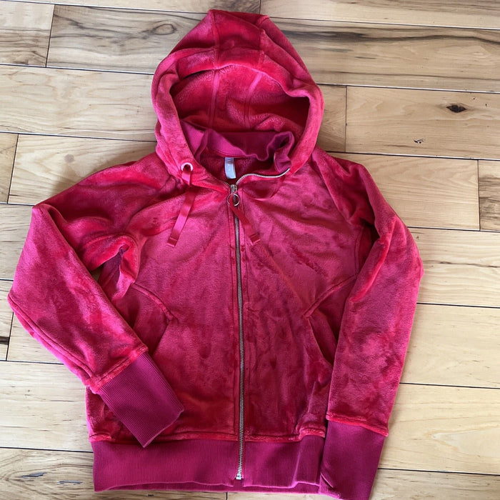 Athleta Home Team Hoodie Full Zip Red/Pink Fleece Lined Women's Size Small