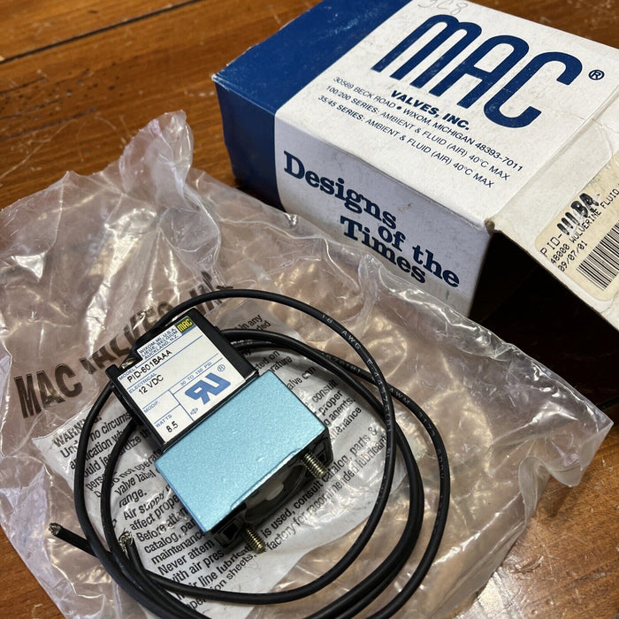 New MAC Valve Inc. PID-601BAAA 12 VDC 8.5W Solenoid Valve