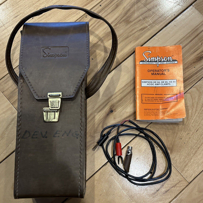 Simpson Amp-Clamp HE94 HE95 HE96 Leather Case Operators Manual & Leads