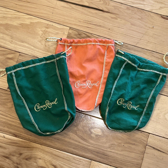 Lot Of 3 CROWN ROYAL PEACH Orange And Green LIMITED EDITION 750 ML  BAGS 9” Tall